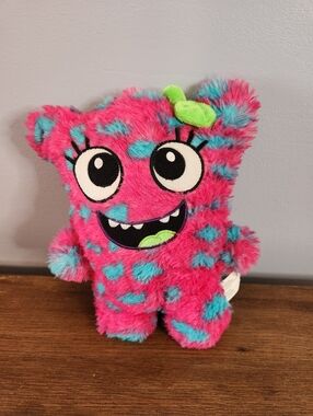 Kellytoy Pink Plush Monster with Teal Spots and Lime Accent 03/2015